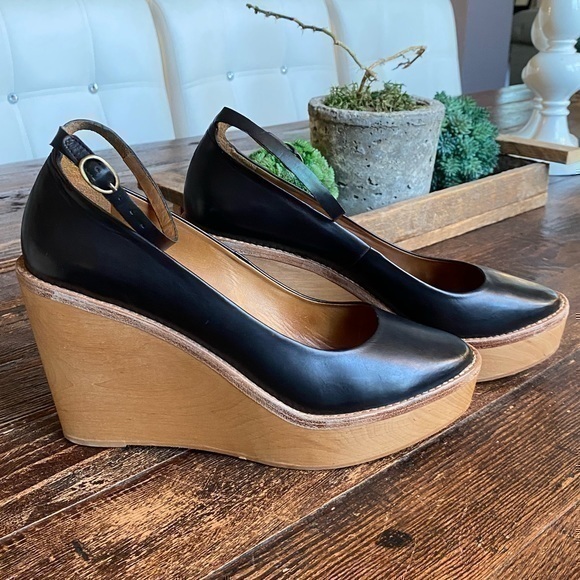 Isabel Marant Leather Wedge Platform Shoes - Picture 1 of 10